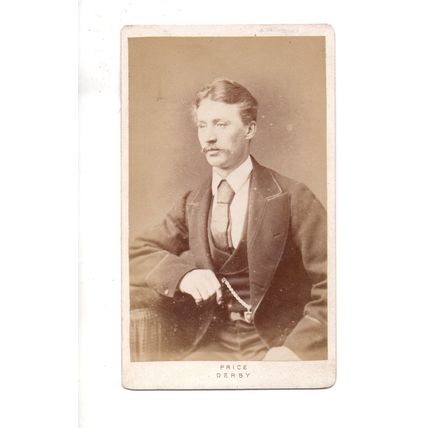 VICTORIAN CARTE-de-VISITE OF A GENT BY J..W.PRICE VICTORIA CHAMBERS DERBY (148)