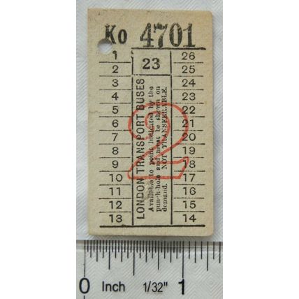 Vintage: ticket London Transport Buses 2 - 23