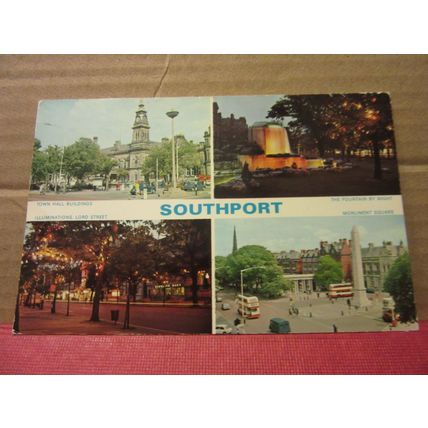 multiview, SOUTHPORT, LANCASHIRE used postcard by E T W Dennis 1977 pm =