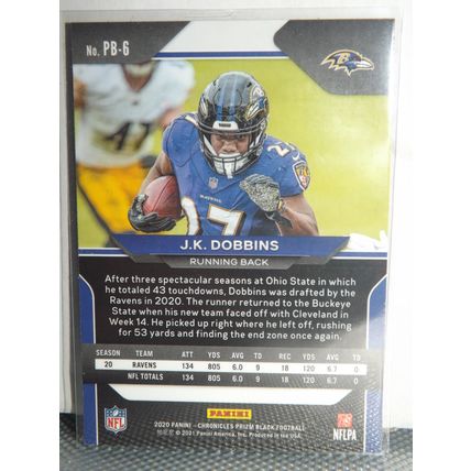 2020 Panini Chronicles J.K. DOBBINS (Ravens) Prizm Black Rookie Card #PB-6