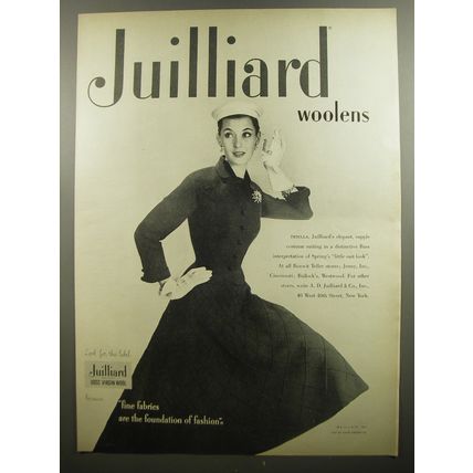 1952 Juilliard Dress Ad - Juilliard Woolens