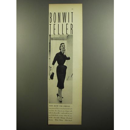 1952 Bonwit Teller Roseville Dress Ad - The bow tie dress