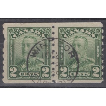 ZAYIX - 1930 Canada 180 used coil pair - 2c dull green Admiral w CDS 060222S98