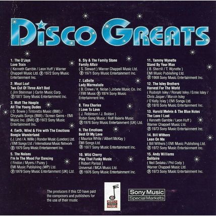 Disco Greats : Promotional CD from the Daily Mail newspaper