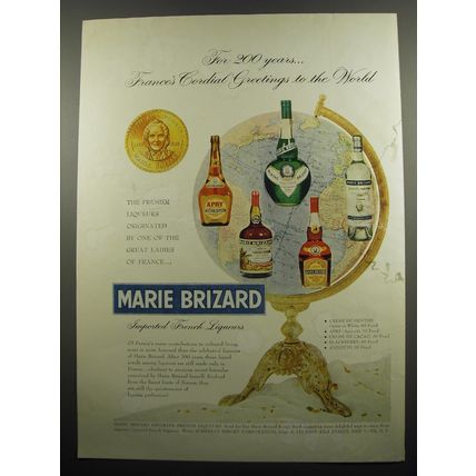 1955 Marie Brizard Liqueurs Ad - For 200 years.. France's Cordial Greetings