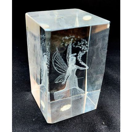 Angel Crystal Glass Laser Engraved Block Ornament