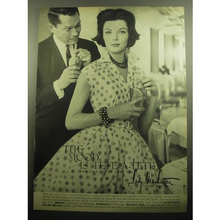 1958 Lady Manhattan Shirts Ad - The Mood is tete-a-tete