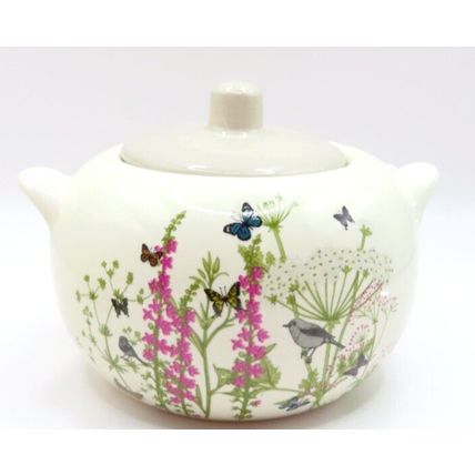 Birds & Butterflies Teapot with Jug and Sugar Bowl Ceramic Set Home Kitchen
