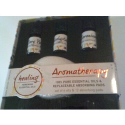Healing Aromatherpy 6 Oils & 12 Absorbing Pads for Men or Women - New, Sealed