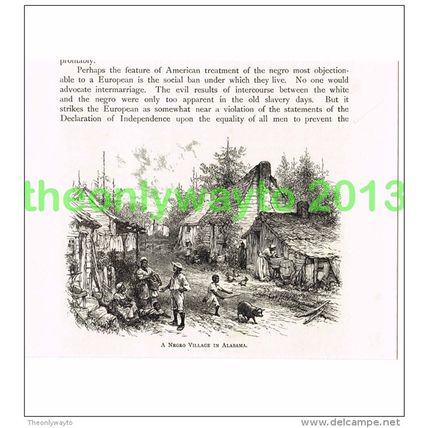 NEGRO VILLAGE, ALABAMA, USA, BOOK ILLUSTRATION (PRINT) 1891