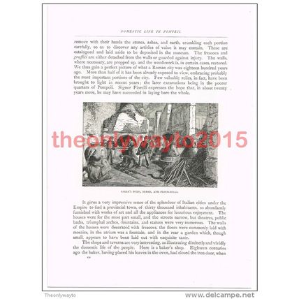 Baker's Oven and Flour Mills, Pompeii, Italy, Book Illustration (Print), c1891