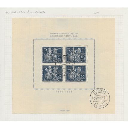PORTUGAL CLASSIC 1946 BANK OF 100 YEARS CENTENARY MINIATURE SHEET USED