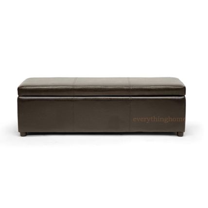 Modern Brown Or Black Leather Storage Ottoman Bench Foot Stool Designer New
