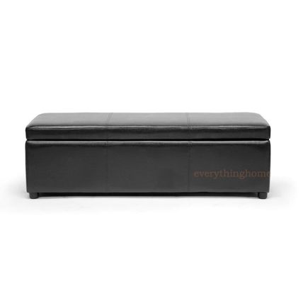 Modern Brown Or Black Leather Storage Ottoman Bench Foot Stool Designer New
