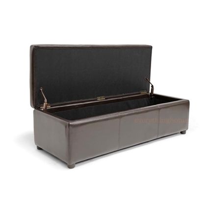 Modern Brown Or Black Leather Storage Ottoman Bench Foot Stool Designer New