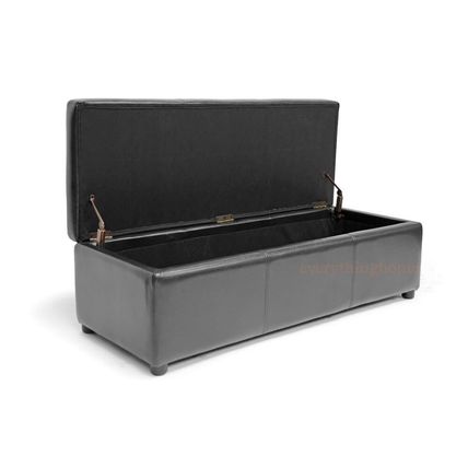 Modern Brown Or Black Leather Storage Ottoman Bench Foot Stool Designer New