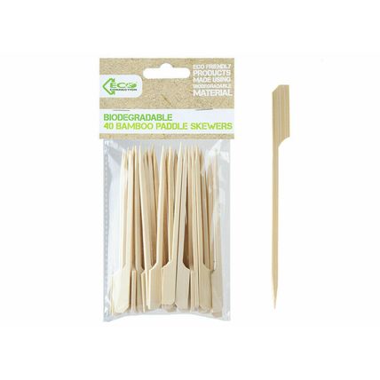 Biodegradable Bamboo Paddle Skewers BBQ Grill Kebab Party Stick Fondue Cocktail