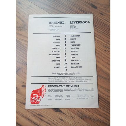 1975/76 Arsenal vs Liverpool, Division 1 ** FREE P&P **