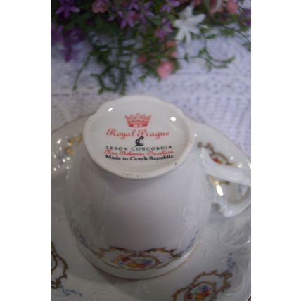 Royal Prague Lesov Concordia Fine Bohemia Porcelain Czech Republic Teacup Saucer