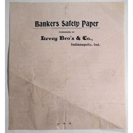 Bankers Safety Paper, Sample - Levey Brothers & Co., Indianapolis. ca 1900