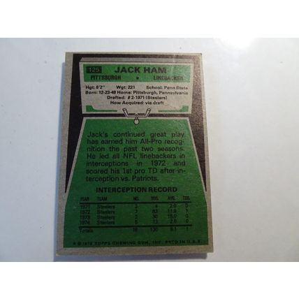 1975 Topps Football Card # 125 Jack Ham Good (2) Pittsburgh Steelers