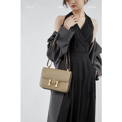 Women Genuine Leather Crossbody Bag Luxury Handbag Grey