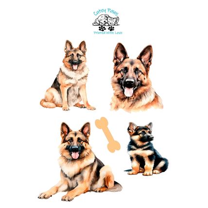 German Shepherd Stickers -Scrapbooking Journal and Crafting-Self Adhesive Sticke