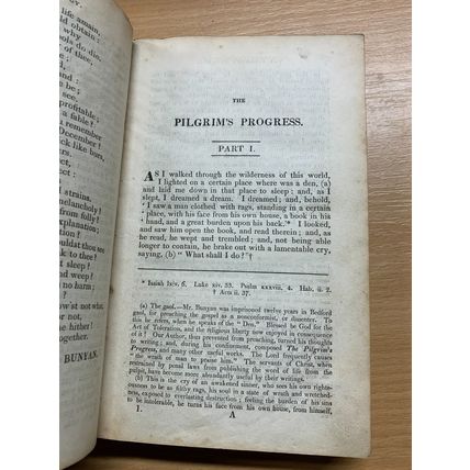 1824 JOHN BUNYAN "THE PILGRIM'S PROGESS" 201 YEARS OLD ANTIQUE BOOK (P4)