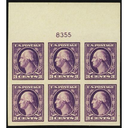 484, Mint NH Superb 3¢ Top Plate Block of Six Stamps - Stuart Katz