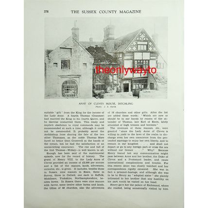 Anne Of Cleves House, Ditchling, Sussex, Book Illustration (Print), 1932