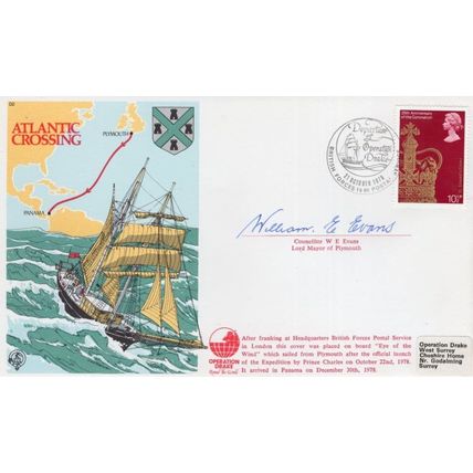 Atlantic Crossing WE Evans Mayor Of Plymouth Hand Signed 1978 FDC