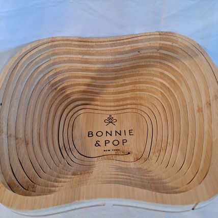 BONNIE & POP WOOD BOWL Wooden Collapsible Apple shaped Veggie Fruit Basket