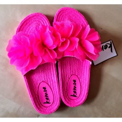 Kamoa Pink Flowers Summer Beach Sliders Shoes Sandals 40 / 7 UK