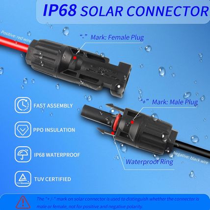 Solar Cable Entry Gland with 10Ft 10AWG Solar Extension Cable,Through RV Roof So