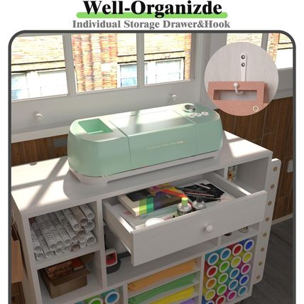 Craft Organization and Storage Cart Compatible with Cricut Machine, Rolling Craf