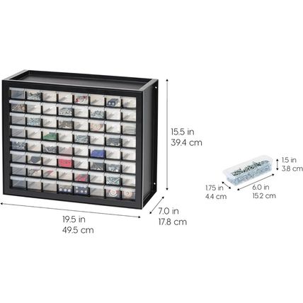 IRIS USA Bead Organizer Storage Bin Drawer Cabinet, 64-Drawer Plastic Organizati