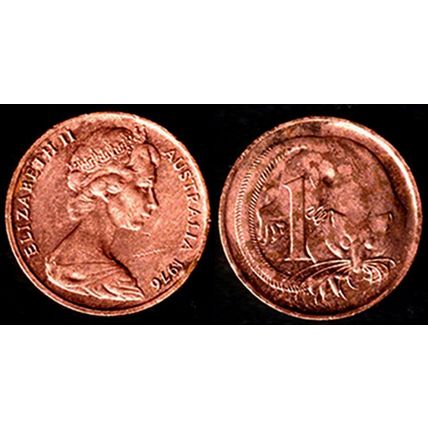 Australia One Cent 1976 Used. Coin Possum Queen Elizabeth II 1c QE II