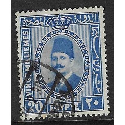 EGYPT 1927 KING FAUD I 20m BLUE USED SG164