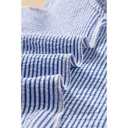 Sky Blue Stripe Lace Patchwork Crew Neck Tank Top