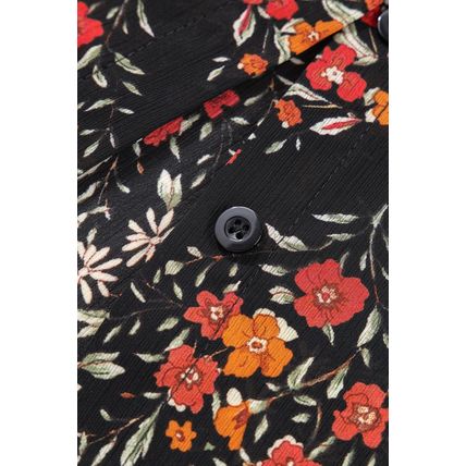 Black Strawberry Aesthetic Floral Puff Sleeve Shirt