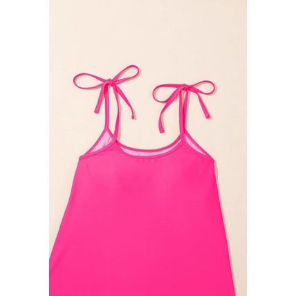 Rose Red Tie Shoulder Floral Print Cute Tankini Set