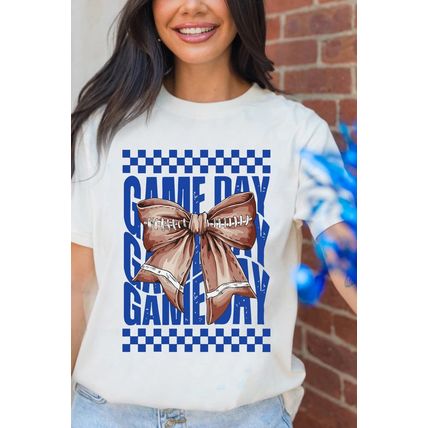 White Rugby Bowknot GAME DAY Graphic Tee