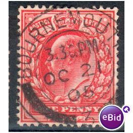 GB stamps 1902-10 KEV11 - 1d SG219 Bournemouth 6