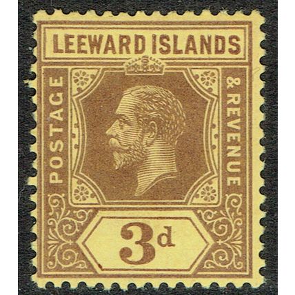 Leeward Islands 1912 3d Purple on Yellow wmk M/Crown CA SG51 MM
