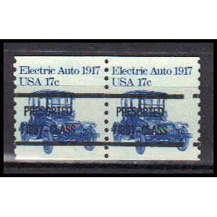 1906a 17c Electric Auto Very Fine MNH Dry Gum Pair Gap RS Type A PA0484