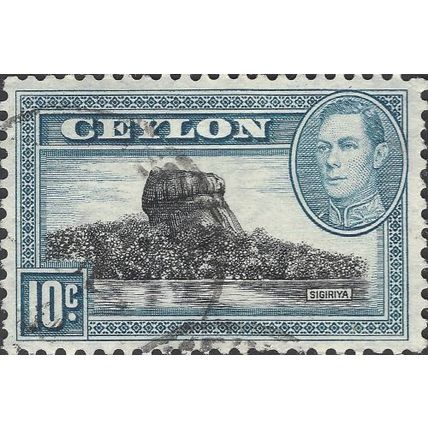 CEYLON, King George VI, Lion rock, blue 1938, 10c