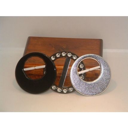 Pre-Owned 3 Pack of Silver & Black Fashion Belt Buckles