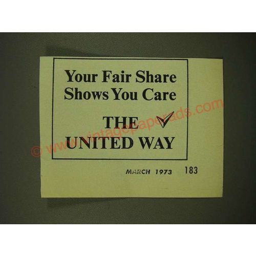 1973 The United Way Ad - Your fair share shows you care