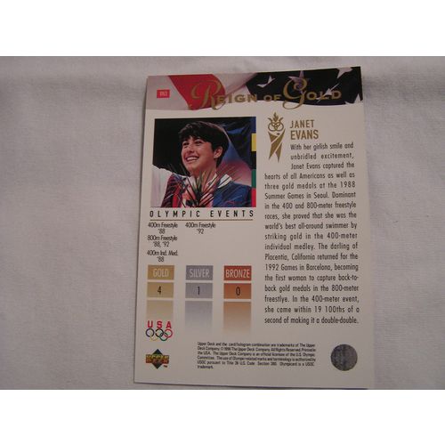 Janet Evans 1996 Upper Deck USA Olympicard REIGN OF GOLD NO.RN3