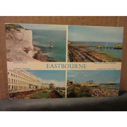 EASTBOURNE, SUSSEX multiview used vintage postcard. 1968 pm #